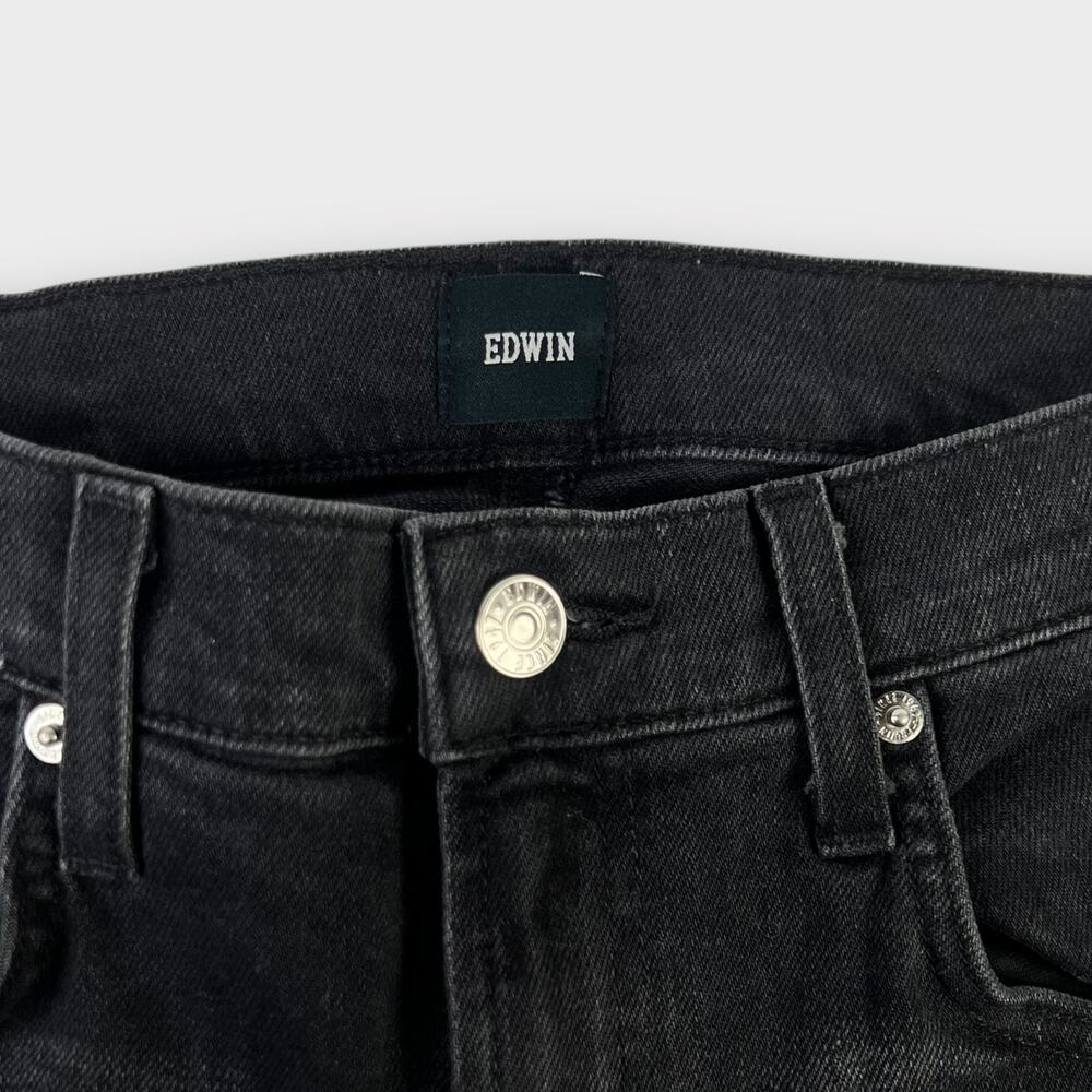 EDWIN Marli High-Rise Raw Hem Wide Leg Jeans in Fog Black Wash Size 26 - Picture 5 of 9